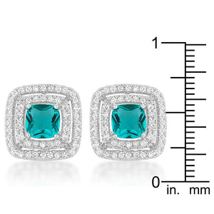 Aqua Halo Stud Earrings - Jewelry Xoxo