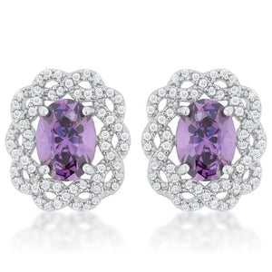 Amethyst Oval Stud Earrings - Jewelry Xoxo