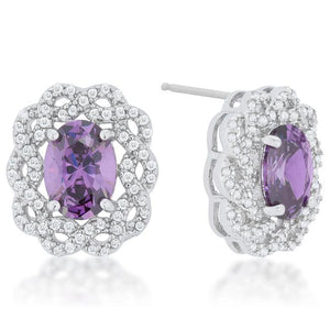 Amethyst Oval Stud Earrings - Jewelry Xoxo