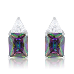 Classic Mystic Cubic Zirconia Rhodium Stud Earrings - Jewelry Xoxo