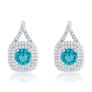 Christal 2.3ct Aqua CZ Rhodium Classic Drop Earrings - Jewelry Xoxo