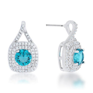 Christal 2.3ct Aqua CZ Rhodium Classic Drop Earrings - Jewelry Xoxo