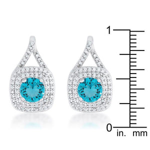 Christal 2.3ct Aqua CZ Rhodium Classic Drop Earrings - Jewelry Xoxo