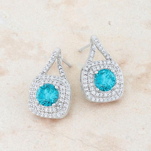 Christal 2.3ct Aqua CZ Rhodium Classic Drop Earrings - Jewelry Xoxo