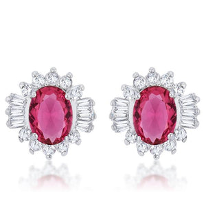 Chrisalee 3.3ct Ruby CZ Rhodium Classic Stud Earrings - Jewelry Xoxo