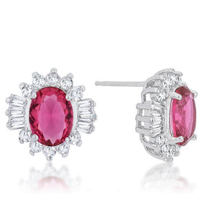 Chrisalee 3.3ct Ruby CZ Rhodium Classic Stud Earrings - Jewelry Xoxo