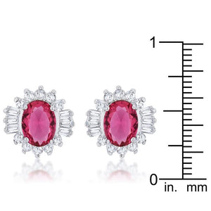 Chrisalee 3.3ct Ruby CZ Rhodium Classic Stud Earrings - Jewelry Xoxo