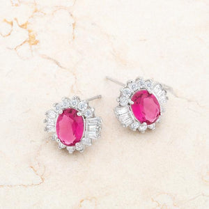 Chrisalee 3.3ct Ruby CZ Rhodium Classic Stud Earrings - Jewelry Xoxo