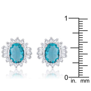 Chrisalee 3.3ct Aqua CZ Rhodium Classic Stud Earrings - Jewelry Xoxo