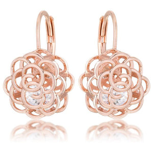 Maya 1.5ct CZ Rose Gold Rose Drop Earrings - Jewelry Xoxo