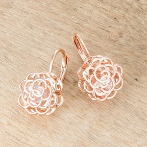 Maya 1.5ct CZ Rose Gold Rose Drop Earrings - Jewelry Xoxo