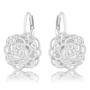 Maya 1.5ct CZ Rhodium Rose Drop Earrings - Jewelry Xoxo