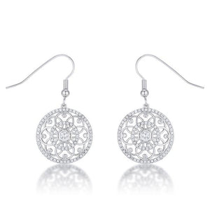 .95 Ct Interlocking Circle Rhodium and CZ Earrings - Jewelry Xoxo