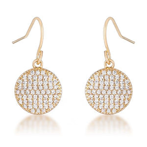 .6 Ct Elegant CZ Gold Plated Disk Earrings - Jewelry Xoxo