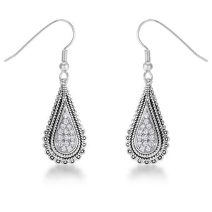 .45 Ct Tear Drop Rhodium Earrings with CZ - Jewelry Xoxo