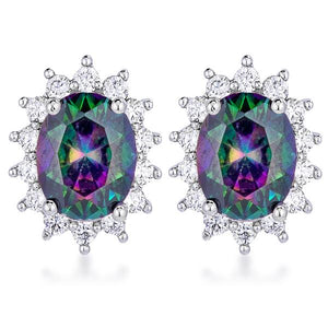 Rhodium Plated Mystic Petite Royal Oval Earrings - Jewelry Xoxo