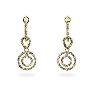 Yellow Gold Diamond Dangles - Jewelry Xoxo