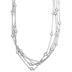 Layered Bezel Rhodium Plated Finish Necklace - Jewelry Xoxo