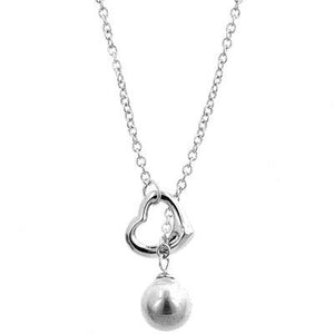 Heart Pearl Drop Necklace - Jewelry Xoxo