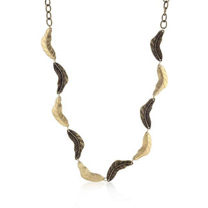 Vintage Leaf Two-tone Finish Necklace - Jewelry Xoxo