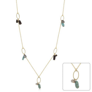 Golden Assorted Charms and Crystals Necklace - Jewelry Xoxo