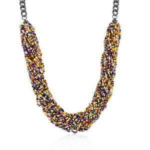 Multicolor Acrylic Bead Twisting Necklace - Jewelry Xoxo