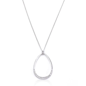 Rhodium Plated Crystal Teardrop Necklace - Jewelry Xoxo