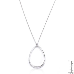 Rhodium Plated Crystal Teardrop Necklace - Jewelry Xoxo