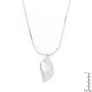 Rhodium Plated Crystal Leaf Necklace - Jewelry Xoxo