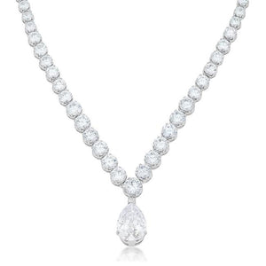 Bejeweled Cubic Zirconia Pear Drop Necklace - Jewelry Xoxo