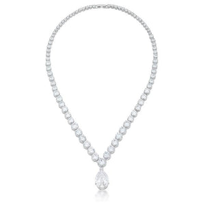 Bejeweled Cubic Zirconia Pear Drop Necklace - Jewelry Xoxo