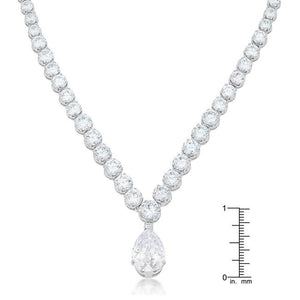 Bejeweled Cubic Zirconia Pear Drop Necklace - Jewelry Xoxo