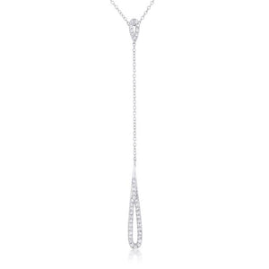 Chrisette 0.4ct CZ Rhodium Classic Drop Lariat Necklace - Jewelry Xoxo