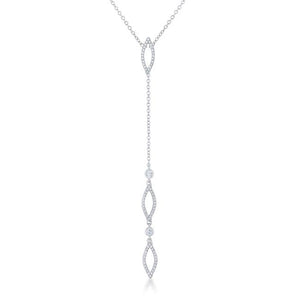 Carmela 0.6ct CZ Rhodium Classic Drop Lariat Necklace - Jewelry Xoxo