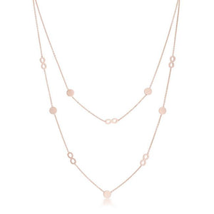 Krystal Rose Gold Stainless Steel Infinity Station Layer Necklace - Jewelry Xoxo