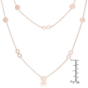 Krystal Rose Gold Stainless Steel Infinity Station Layer Necklace - Jewelry Xoxo