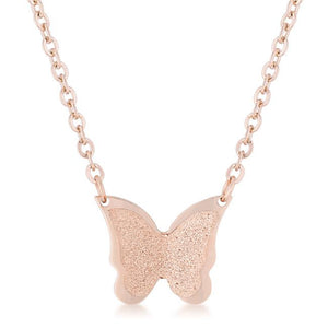 Breanne Rose Gold Stainless Steel Rose Gold Butterfly Necklace - Jewelry Xoxo