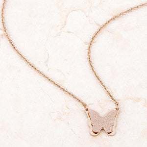 Breanne Rose Gold Stainless Steel Rose Gold Butterfly Necklace - Jewelry Xoxo