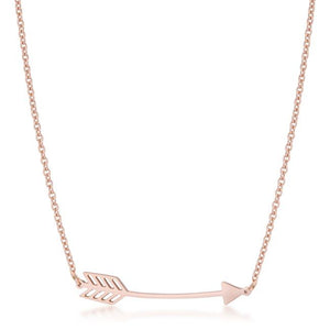 Arianna Rose Gold Stainless Steel Arrow Necklace - Jewelry Xoxo