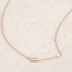 Arianna Rose Gold Stainless Steel Arrow Necklace - Jewelry Xoxo