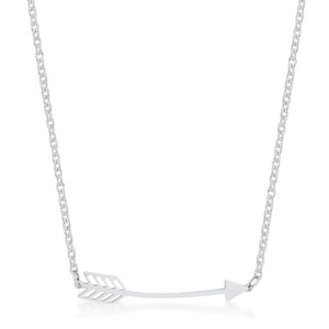 Arianna Rhodium Stainless Steel Arrow Necklace - Jewelry Xoxo