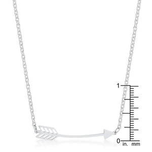 Arianna Rhodium Stainless Steel Arrow Necklace - Jewelry Xoxo