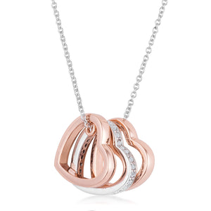 Mandy 0.45ct CZ Two-tone Triple Heart Drop Necklace - Jewelry Xoxo