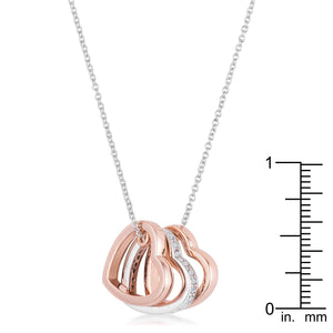 Mandy 0.45ct CZ Two-tone Triple Heart Drop Necklace - Jewelry Xoxo
