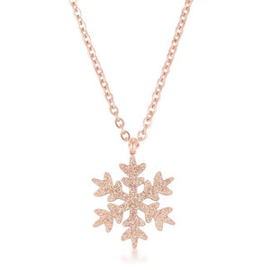 Jenna Rose Gold Stainless Steel Rose Gold Snowflake Necklace - Jewelry Xoxo