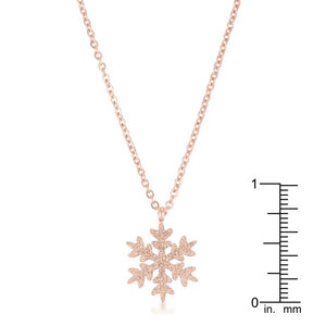 Jenna Rose Gold Stainless Steel Rose Gold Snowflake Necklace - Jewelry Xoxo