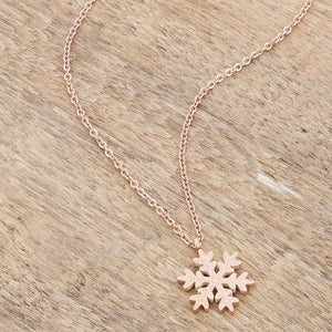 Jenna Rose Gold Stainless Steel Rose Gold Snowflake Necklace - Jewelry Xoxo