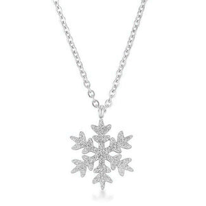 Jenna Stainless Steel Silvertone Snowflake Necklace - Jewelry Xoxo