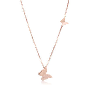 Beatrice Rose Gold Stainless Steel Delicate Butterfly Necklace - Jewelry Xoxo