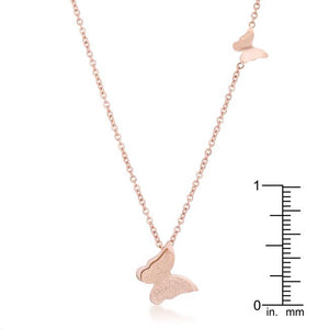 Beatrice Rose Gold Stainless Steel Delicate Butterfly Necklace - Jewelry Xoxo